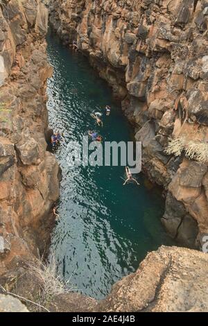 Las Grietas foro di nuoto, Isla Santa Cruz, Isole Galapagos, Ecuador Foto Stock