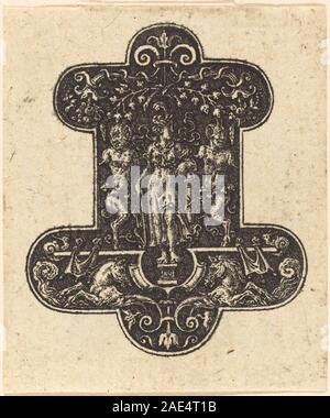 Diana Standing di Etienne Delaune è un'incisione che mostra la dea romana Diana in una posa eretta. L'opera enfatizza l'anatomia, il tendaggio, la postura e l'iconografia classica. Foto Stock