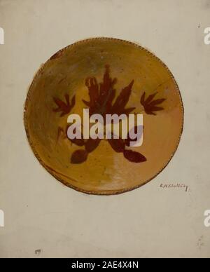 Un piatto da torta tedesco della Pennsylvania creato nel 1936 da Eugene Shellady, realizzato in ceramica per cuocere e servire torte, con un semplice design utilitario. Foto Stock