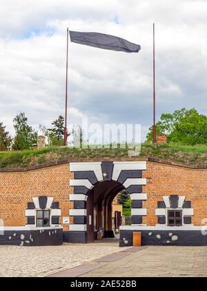 Ingresso al campo di concentramento nazista di Theresienstadt Malá pevnost piccola fortezza Repubblica Ceca di Terezin. Foto Stock