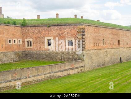 Moat a Theresienstadt Malá pevnost piccola fortezza nazista campo di concentramento Terezin Repubblica Ceca. Foto Stock