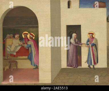 La guarigione di Palladia da San Cosma e Damiano; c. 1438/1440 del Beato Angelico, la guarigione di Palladia da San Cosma e Damiano, c 1438-1440 Foto Stock