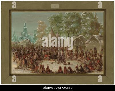 La Salle del partito Feasted nell'Illinois villaggio. Gennaio 2, 1680; 1847/1848 George Catlin, La Salle del partito Feasted nell'Illinois Village Gennaio 2, 1680, 1847-1848 Foto Stock