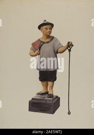 Palo in ferro realizzato intorno al 1940 da George Constantine, utilizzato per legare i cavalli, mostrando la costruzione in ferro battuto, elementi decorativi e design funzionale per uso esterno. Foto Stock