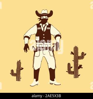 Illustrazione Vettoriale cartoni stile Cowboy Shooter Illustrazione Vettoriale