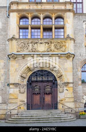 Portale per il municipio di Rathaus markltplatz Dessau Sassonia-Anhalt Germania. Foto Stock