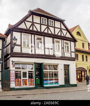 Ristorante turco in un edificio con struttura in legno nella storica Altstadt Tangermünde Sassonia-Anhalt Germania. Foto Stock