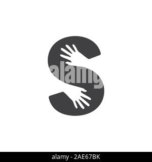 Lettera s cura delle mani del movimento vettoriale del logo Illustrazione Vettoriale
