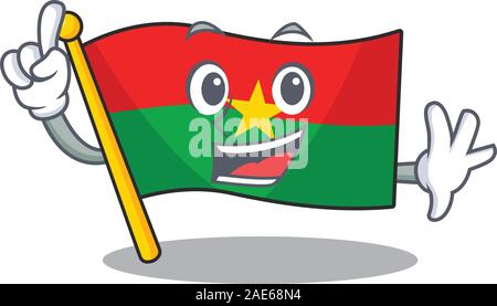 Dito bandiera Burkina Faso in mascotte cartoon stile carattere Illustrazione Vettoriale