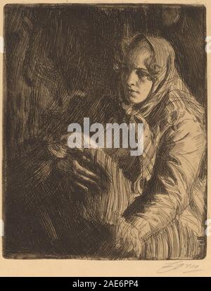 Un dipinto di Anders Zorn del 1900 raffigurante la Madonna. Enfatizza figura, posa, tendaggi, espressione facciale e tecnica artistica nella ritrattistica dei primi anni del XX secolo. Foto Stock