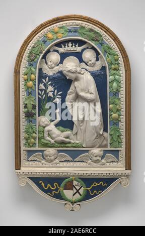 L Adorazione del Bambino; dopo 1477 Andrea della Robbia, l'Adorazione del Bambino dopo il 1477 Foto Stock