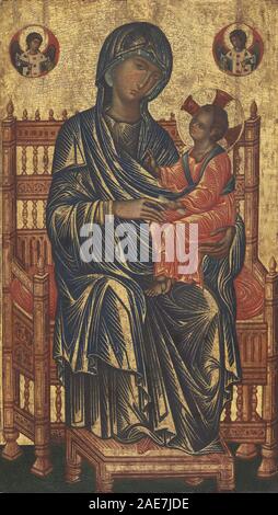 Madonna in trono col Bambino e; c. 1250/1275 bizantino del XIII secolo (forse da Costantinopoli), la Madonna in trono con Bambino, c 1250-1275 Foto Stock