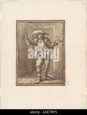 Caricatura di Carlo Marchionni intorno al 1750-1770 raffigurante un contadino che indossa un cappello largo, mostrando caratteristiche facciali esagerate, abbigliamento, postura e carattere rurale. Foto Stock