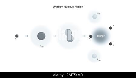 Uranio 235 fissione del nucleo - particelle elementari teoria fisica Foto Stock