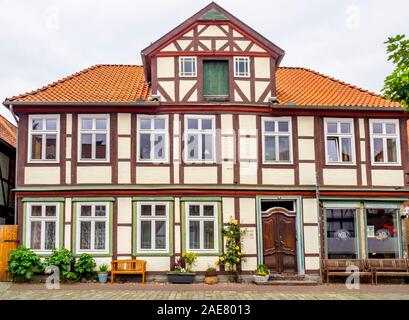 Tradizionale costruzione di telai in legno in Hitzacker Bassa Sassonia Germania. Foto Stock