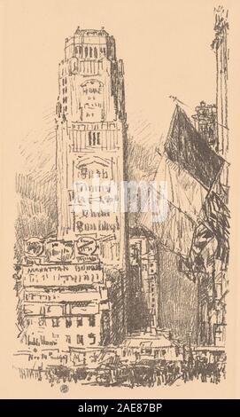 Un dipinto di Childe Hassam del 1917 intitolato "New York Bouquet". L'opera raffigura una disposizione floreale in un ambiente urbano, evidenziando colore e composizione. Foto Stock