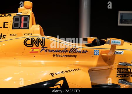 Mclaren Honda Andretti con cui Fernando Alonso ha gareggiato in Indy Car nel 2017. Foto scattata a Fernando Alonso Museo su dicembre 5, 2019 in Asturi Foto Stock