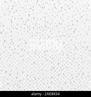 Seamless texture di gocce. Il liquido chiaro gocciolina. La rugiada sulla superficie di vetro. Aqua realistici pattern. illustrazione vettoriale Illustrazione Vettoriale