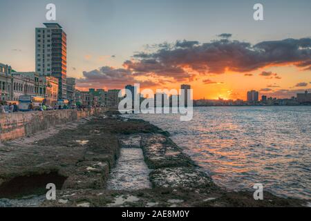 El Malecon, Havana, Cuba, America del Nord Foto Stock