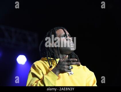 Dicembre 7, 2019, Norfolk, Virginia, Stati Uniti d'America: CHEIF KEEF giunge alla Chartway Arena presso Old Dominion University di Norfolk, Virginia il 6 dicembre 2019. (Credito Immagine: © Jeff Moore/ZUMA filo) Foto Stock