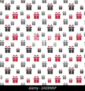Modello senza cuciture con confezioni regalo sfondo bianco. Illustrazione Vettoriale