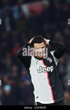 Milano, Italia. 07Th Dec, 2019. Cristiano Ronaldo della Juventus reagisce durante il campionato italiano di Serie A partita di calcio tra la SS Lazio e Juventus il 7 dicembre 2019 presso lo Stadio Olimpico di Roma, Italia - Foto Federico Proietti/ESPA-Immagini Credito: Cal Sport Media/Alamy Live News Foto Stock