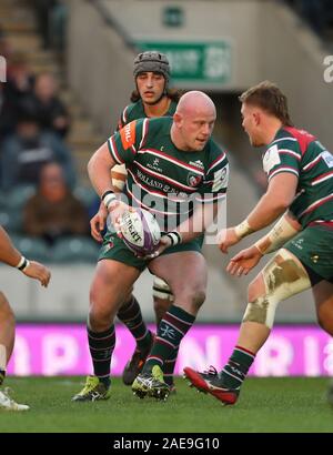 07.12.2019 Leicester, Inghilterra. Rugby Union. Dan Cole in azione per Leicester Tigers durante la European Challenge Cup round 3 partita giocata tra Leicester Tigers e il Rugby Calvisano al Welford Road Stadium, Leicester. © Phil Hutchinson/Alamy Live News Foto Stock