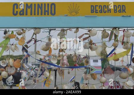 Camino de Santiago Beach Bar pubblicità in Povoa de Varzim, Portogallo Foto Stock