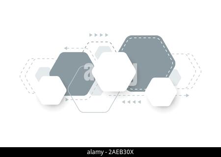 Astratta geometrica sfondo con esagoni. Infografico esagonale rete sociale modello di pagina di intestazione. Presentazione aziendale per la progettazione e il testo Illustrazione Vettoriale