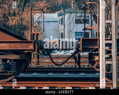 Treni a Tübingen, Germania Foto Stock