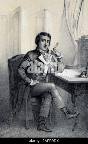 Portrait de Jacques Pierre Brissot dit Brissot de Warville (1754 - 1793), journaliste et homme politique francais. Il fonda la Societe des Amis des Noir Foto Stock