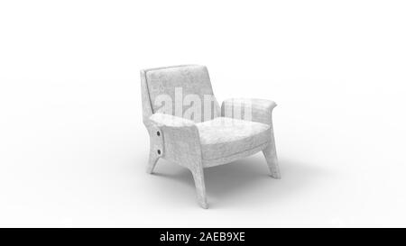 3D rendering di un design bianco sedia in isolati di sfondo per studio Foto Stock