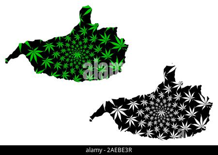 Provincia di Nangarhar (Repubblica Islamica dell'Afghanistan, province afghane) mappa è progettato Cannabis leaf verde e nero, Nangrahar o Ningrahar m Illustrazione Vettoriale