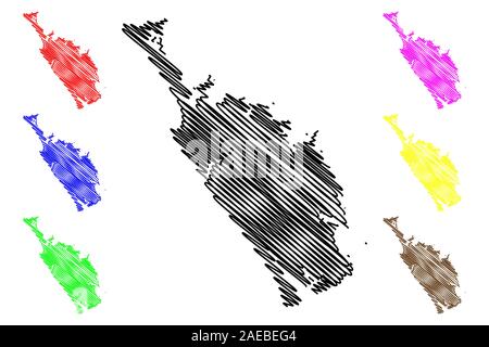Regione di Northland (regioni di Nuova Zelanda, Isola del nord) mappa illustrazione vettoriale, scribble sketch mappa Northland Illustrazione Vettoriale