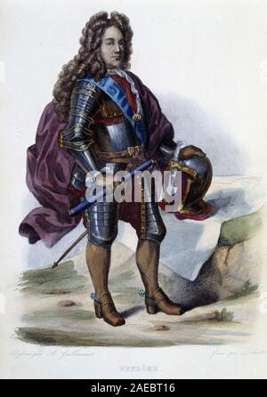 Portrait de Louis-Joseph (Louis Joseph) de Bourbon, Duc de Vendome (1645-1712) dit le Grand Vendome, generale francais- in Ed. Mennechet, 'Le Plutarque Foto Stock