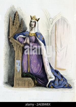 Portrait de Blanche de Castille, la Reine de France (1188 ˆ1252) - in 'Le Plutarque francais" ed. Mennechet, 1844-47 Foto Stock