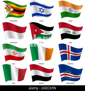 Impostare i flag del mondo Stati sovrani. Illustrazione Vettoriale. Impostare il numero 6. Colori esatti. Semplici modifiche. Illustrazione Vettoriale