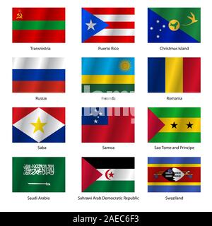 Impostare i flag del mondo Stati sovrani. Illustrazione Vettoriale. Impostare il numero 13. Colori esatti. Semplici modifiche. Illustrazione Vettoriale