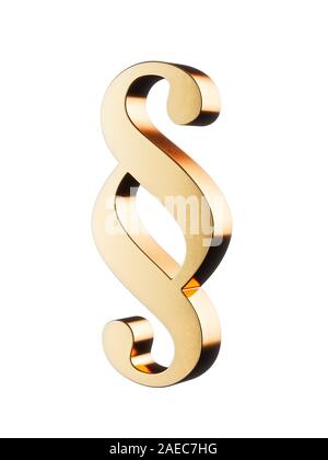 Legge il paragrafo golden simbolo isolato su sfondo bianco. Concetto di giustizia Foto Stock