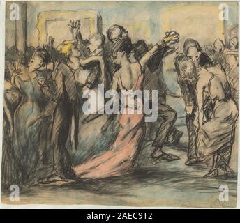 Un disegno di George Bellows intorno al 1907 che raffigura il rovescio di una scena di ballo della società, mostrando i partecipanti in abbigliamento formale, pose di danza e interazione sociale in un ambiente interno. Foto Stock