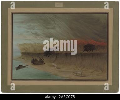 Prairie Meadows ardente; 1861/1869 George Catlin, Prairie Meadows bruciore, 1861-1869 Foto Stock