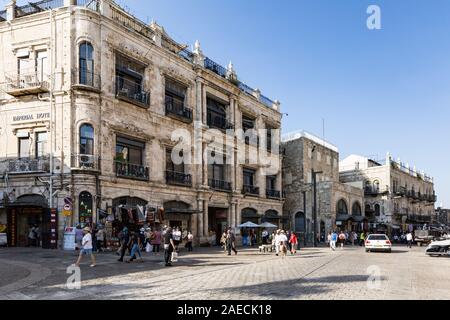 Situato nella Città Vecchia di Gerusalemme, Nuova Imperial Hotel è situato in uno storico edificio del XIX secolo di proprietà della Chiesa greco-ortodossa. Foto Stock