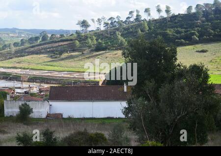 Entroterra artigianale per la produzione di sale in Rio Maior, Santarem distretto (Portogallo centrale) Foto Stock