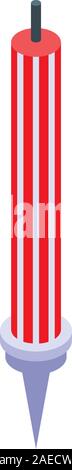 Rosso striato icona candela, stile isometrico Illustrazione Vettoriale