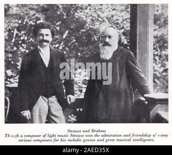 Johann Strauss II - 'Strauss e Brahms foto in bianco e nero dei due compositori. Foto Stock