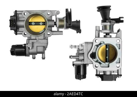 Nuovo gruppo corpo dell'acceleratore con il sensore da diversi lati su sfondo bianco Foto Stock