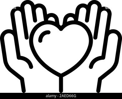 Amore cura, l'icona di stile di contorno Illustrazione Vettoriale