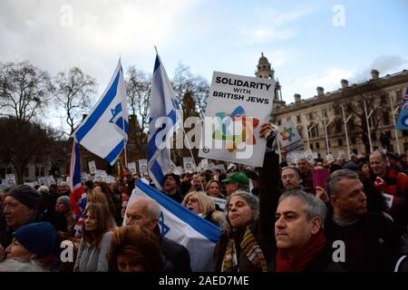 Insieme contro l' antisemitismo di dimostrazione in piazza del Parlamento domenica 8 dicembre 2019 cinque giorni prima delle elezioni generali. Foto Stock