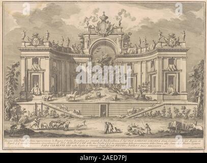 Giuseppe Vasi, dopo Giuseppe Palazzi, dopo Paolo Posi, la prima macchina per la Chinea del 1766 - Il Palazzo di Orfeo, 1766 La prima macchina per la Chinea del 1766: Il Palazzo di Orfeo; 1766data Foto Stock