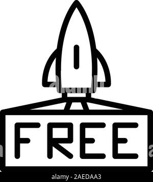 Gratis rocket icona spedizione, stile contorno Illustrazione Vettoriale